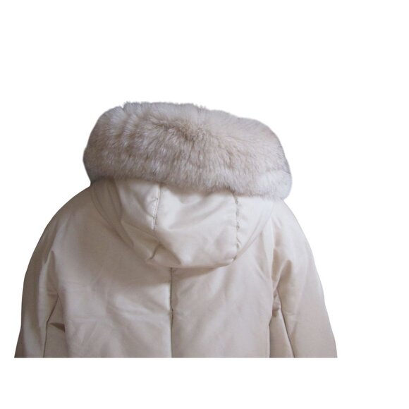 1 Madison Beige Puffer Coat W/ Fox Fur Trim Down/Feather Fill XL - Picture 7 of 11